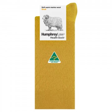 95% Fine Merino Wool Quilted Health Sock - Empire Yellow